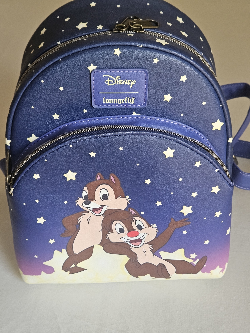 Disney Official Loungefly Chip 'n' Dale Starry Blue Mini Backpack Purse